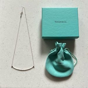 TIFFANY & CO “T Smile” Pendant Necklace, Sterling Silver, Size LARGE